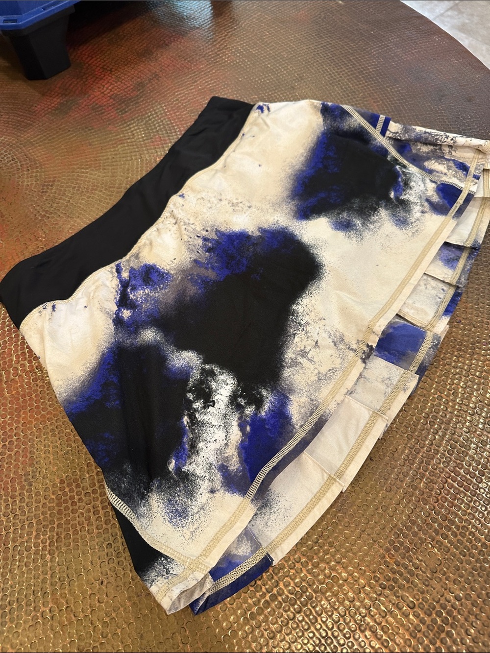 lululemon athletica Black, Blue and White Abstract Print Mini Skirt
